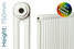 AP-2-750-TH - Apollo Roma 2 Column Horizontal Radiator H750mm x W398mm AP-2-750-TH - Apollo Roma 2 Column Horizontal Radiator H750mm x W398mm